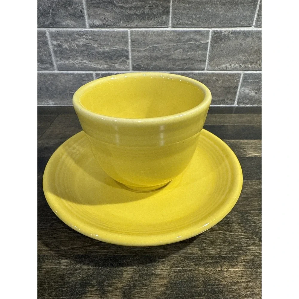 Fiestaware Fiesta‎ Sunflower Yellow Cup and Saucer Set Homer Laughlin
